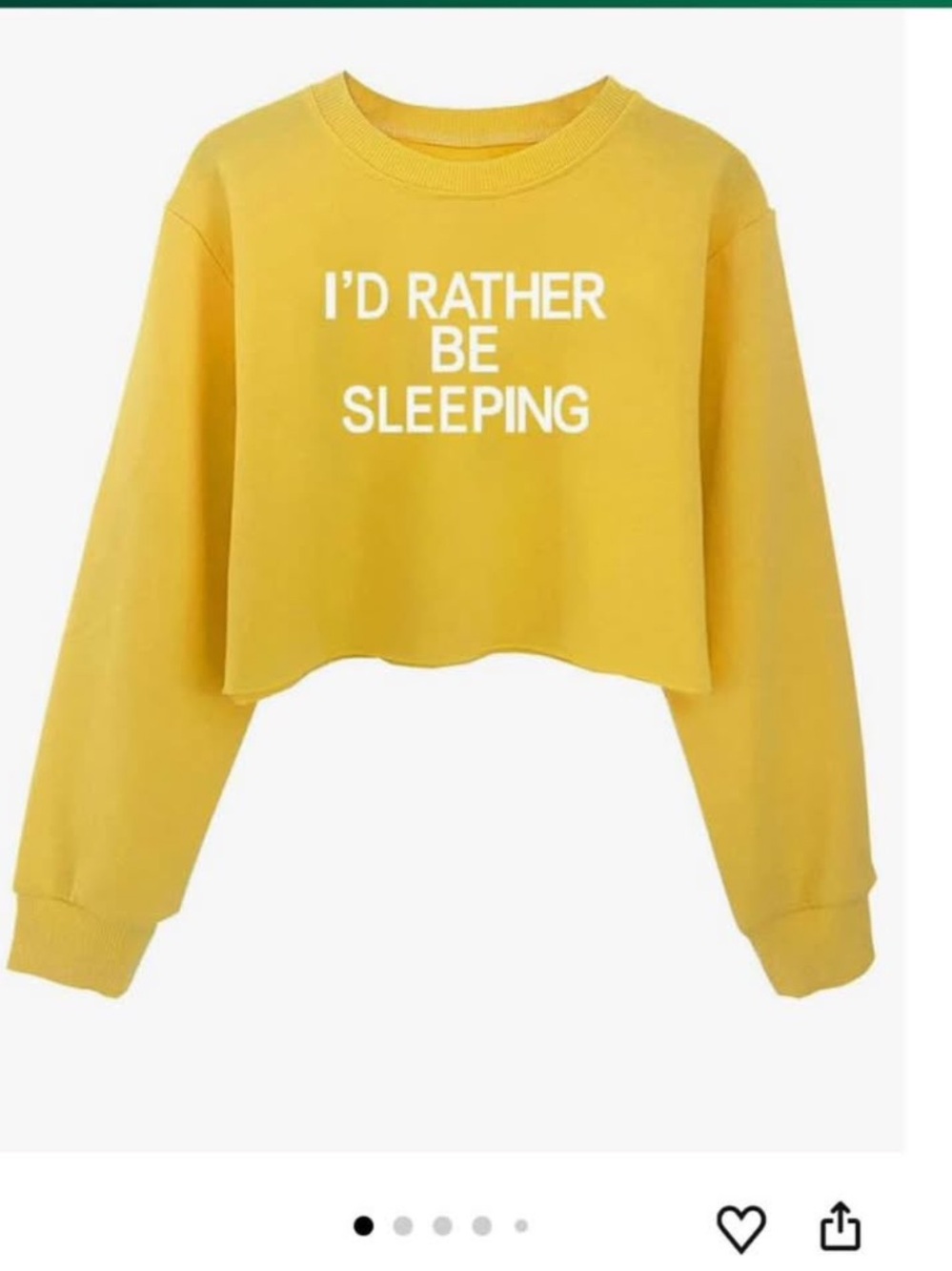 Kids Yellow Cropped Top - "I'd Rather Be Sleeping"